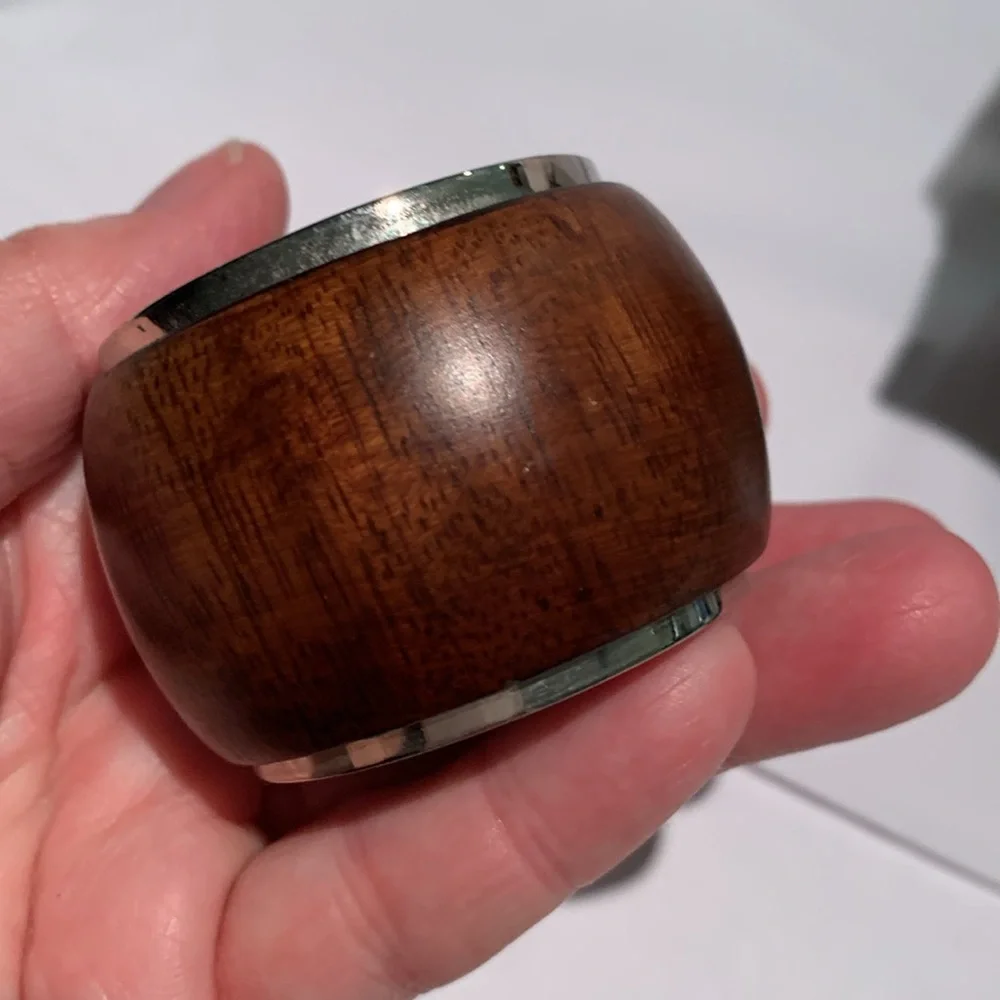 Williams Sonoma Mango wood & nickel napkin rings.